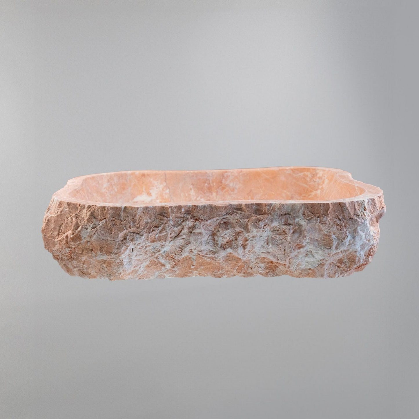 Rosa Marble Lavabo – Doğal Rosa Mermer Tezgâh Üstü Banyo Lavabosu (L 55 × W 40 × H 14 cm)