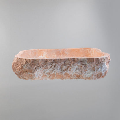 Rosa Marble Lavabo – Doğal Rosa Mermer Tezgâh Üstü Banyo Lavabosu (L 55 × W 40 × H 14 cm)