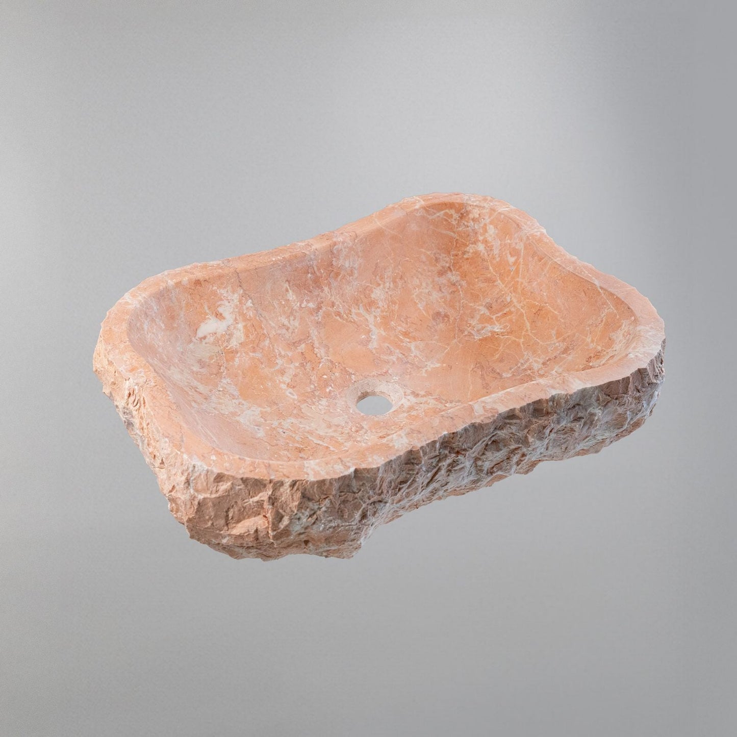 Rosa Marble Lavabo – Doğal Rosa Mermer Tezgâh Üstü Banyo Lavabosu (L 55 × W 40 × H 14 cm)