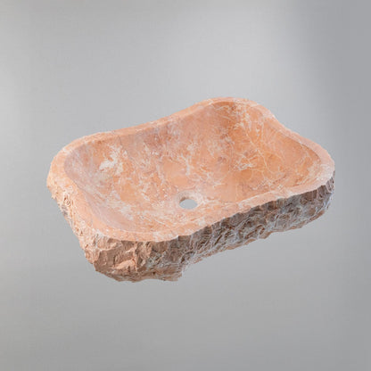 Rosa Marble Lavabo – Doğal Rosa Mermer Tezgâh Üstü Banyo Lavabosu (L 55 × W 40 × H 14 cm)