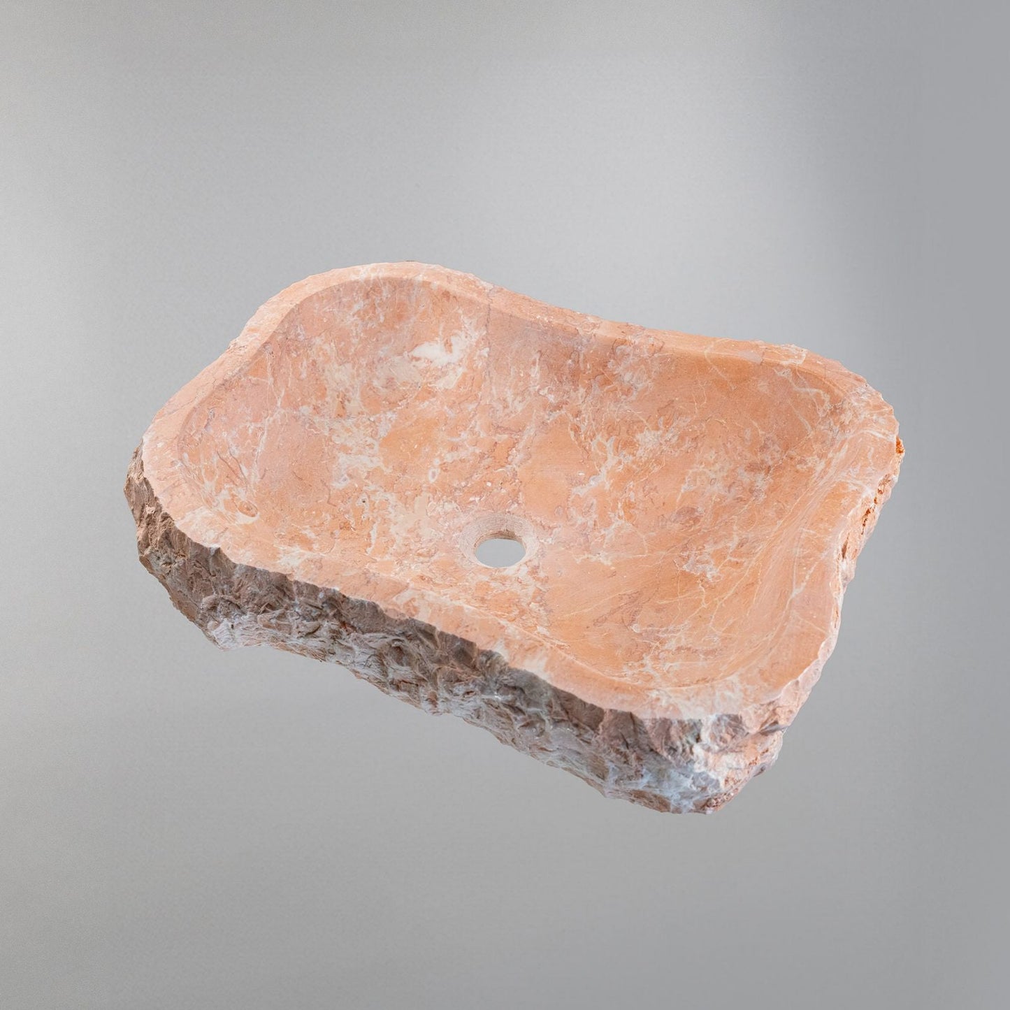 Rosa Marble Lavabo – Doğal Rosa Mermer Tezgâh Üstü Banyo Lavabosu (L 55 × W 40 × H 14 cm)