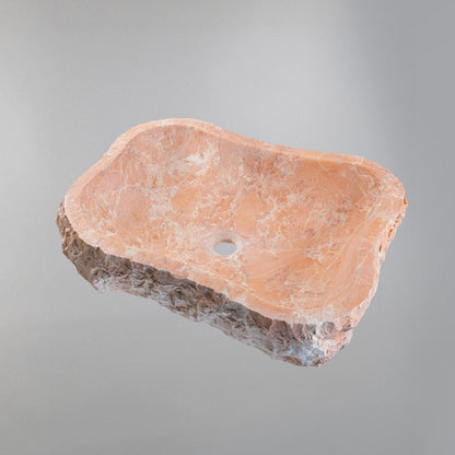 Rosa Marble Lavabo – Doğal Rosa Mermer Tezgâh Üstü Banyo Lavabosu (L 55 × W 40 × H 14 cm)