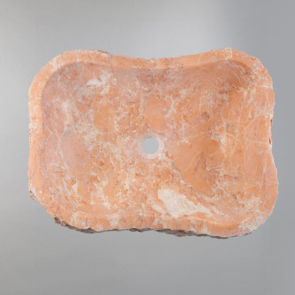 Rosa Marble Lavabo – Doğal Rosa Mermer Tezgâh Üstü Banyo Lavabosu (L 55 × W 40 × H 14 cm)
