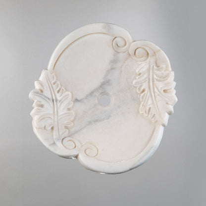 Beyaz Mermer Yaprak Desenli El Oyması Banyo Lavabo – Natural White Marble Sink