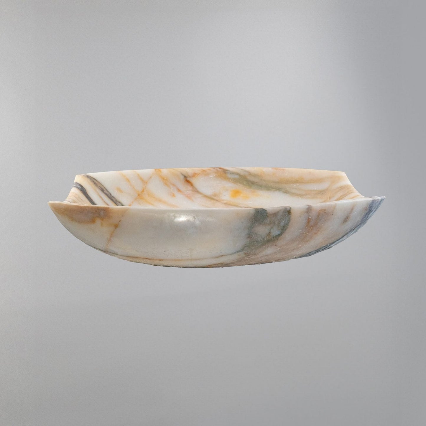 Rainforest Mermeri Oval El Yapımı Lavabo – Doğal Taş Banyo Tezgâh Üstü Mermer Lavabo | 55 × 40 × 13 cm