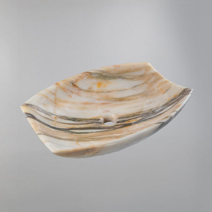 Rainforest Mermeri Oval El Yapımı Lavabo – Doğal Taş Banyo Tezgâh Üstü Mermer Lavabo | 55 × 40 × 13 cm