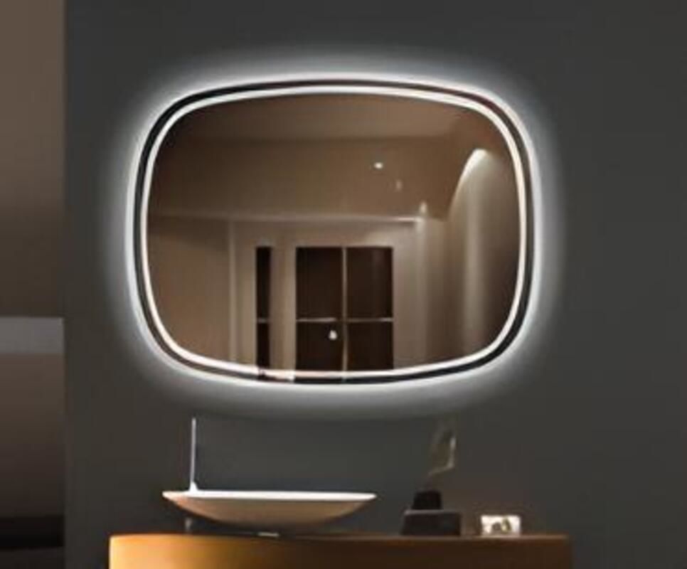 Modern LED Aydınlatmalı Organik Duvar Aynası – Asimetrik Tasarım Banyo ve Salon Dekor Aynası