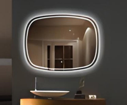 Modern LED Aydınlatmalı Organik Duvar Aynası – Asimetrik Tasarım Banyo ve Salon Dekor Aynası