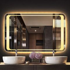 LED Işıklı Dikdörtgen Ayna – Köşe Yuvarlak Tasarım, Modern Banyo ve Makyaj Alanı İçin