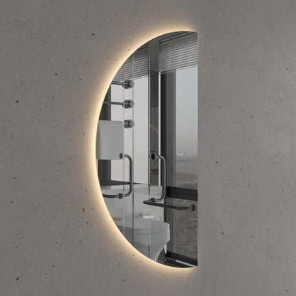 Yarım Ay LED Banyo Aynası – Modern Arkadan Aydınlatmalı Ayna, Dekoratif Minimal Tasarım Aydınlatmalı Ayna