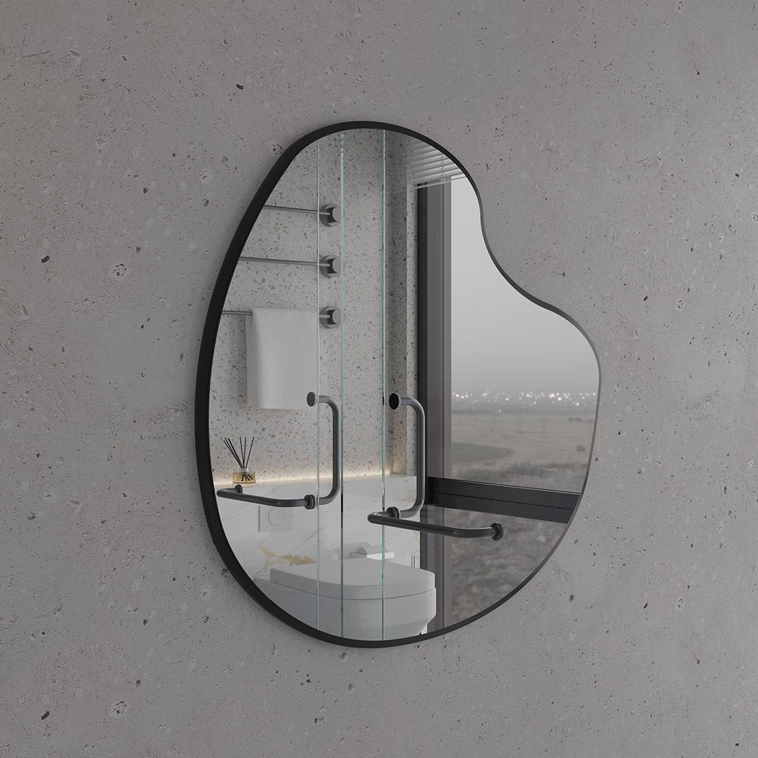 Modern Asimetrik Organik Duvar Aynası –Çerçeveli Dekoratif Banyo ve Salon Aynası