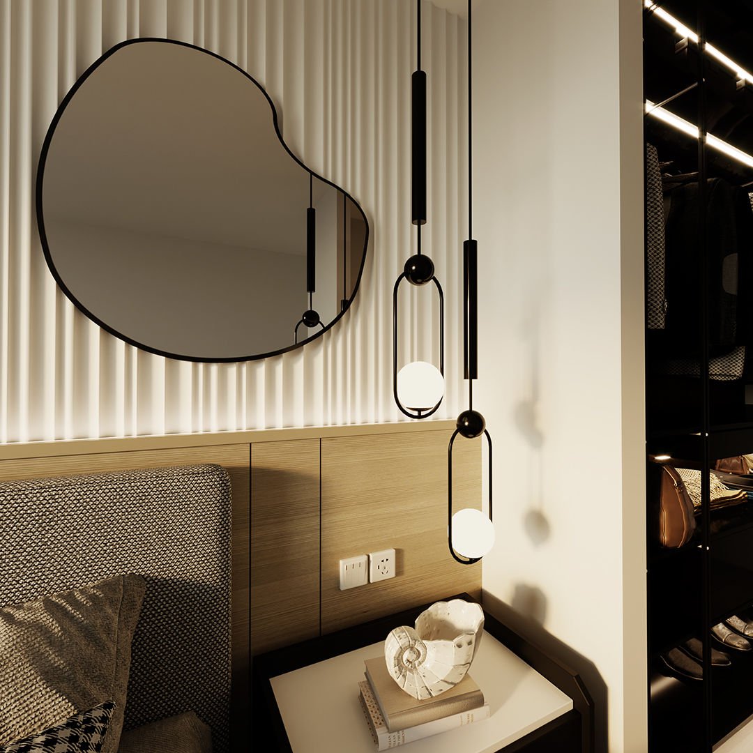 Modern Asimetrik Organik Duvar Aynası –Çerçeveli Dekoratif Banyo ve Salon Aynası