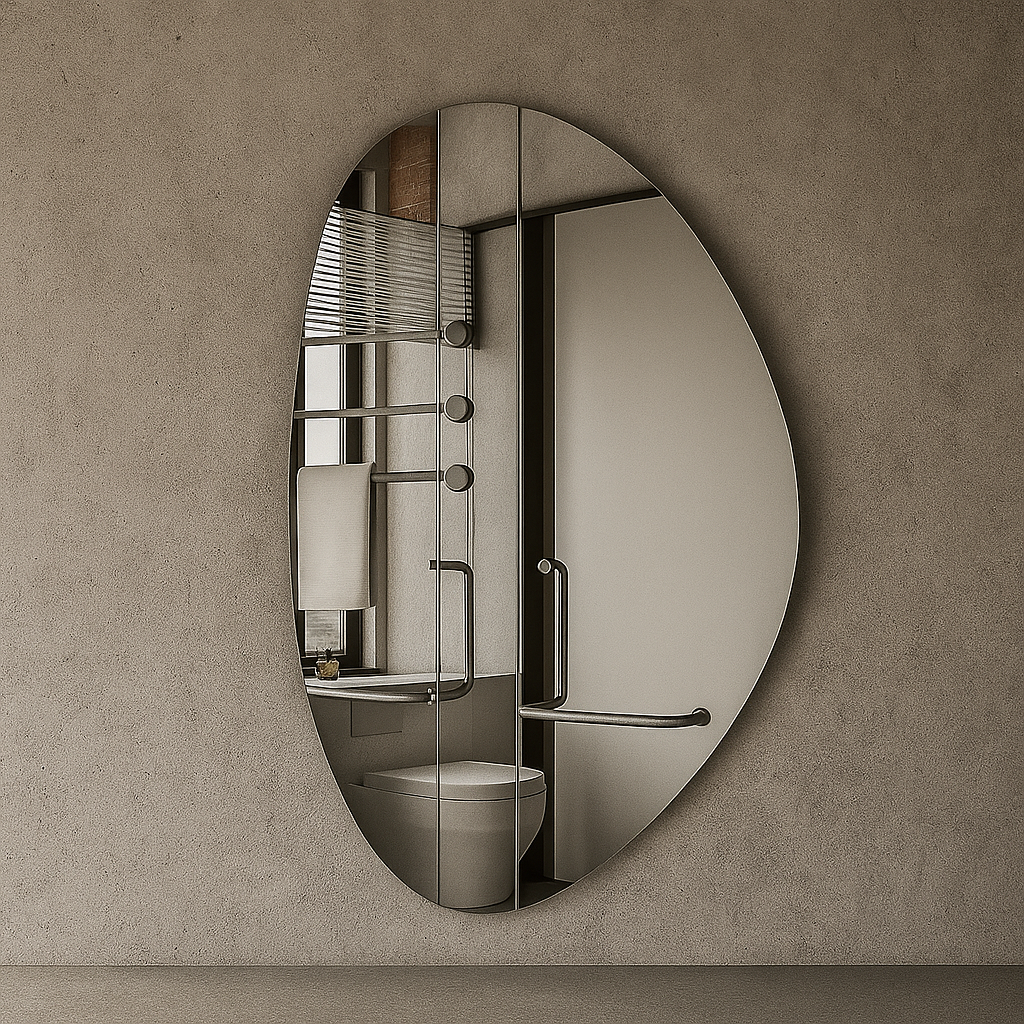 Organik Form Duvar Aynası – Modern Asimetrik Tasarım Banyo Aynası, Dekoratif Büyük Ayna Modeli