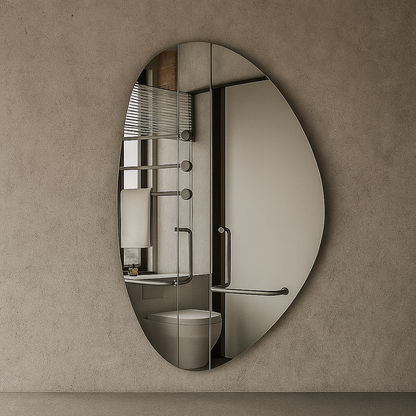 Organik Form Duvar Aynası – Modern Asimetrik Tasarım Banyo Aynası, Dekoratif Büyük Ayna Modeli