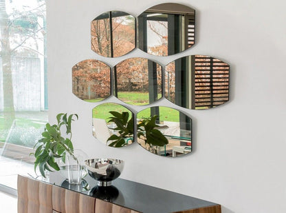 Modern Dekoratif Geometrik Duvar Aynası – Tasarım Salon & Antre Ayna Seti