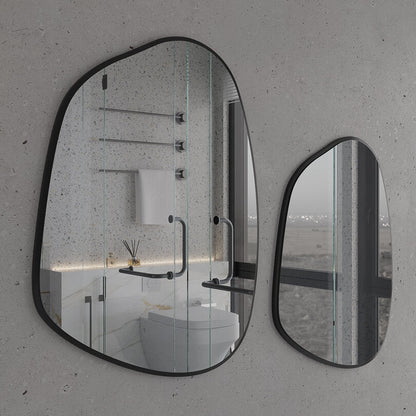Modern Asimetrik Banyo Aynası – Çerçeveli Organik Şekilli Duvar Aynası