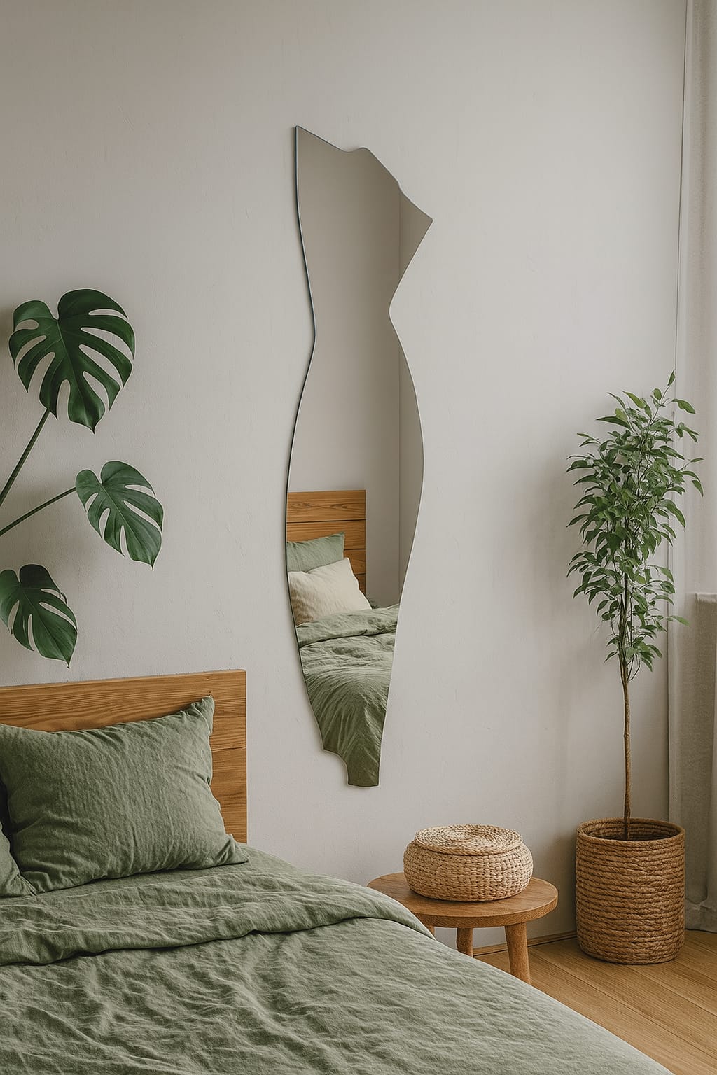 Dekoratif Ayna – Modern Dalgalı Tasarım Duvar Aynası (Trend Tam Boy Ayna)