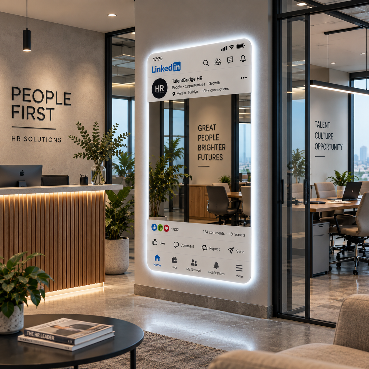 LinkedIn Tasarımlı LED Ayna | Kişiye Özel Firma Logolu Ayna