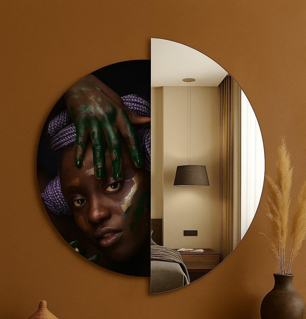 Modern Yarım Temperli Cam Duvar Aynası – Dekoratif Yuvarlak Tasarım Ayna, Salon ve Antre İçin Şık Modern Ayna