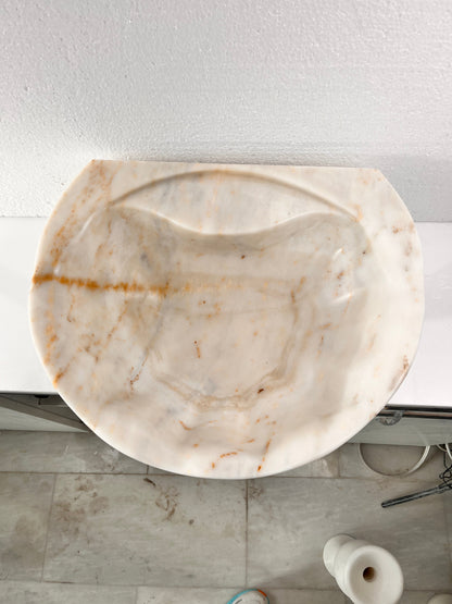 Bej Oniks Mermer Lavabo – El Yapımı Doğal Taş Banyo Lavabosu (50×40×15 cm)