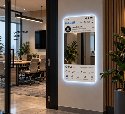 LinkedIn Tasarımlı LED Ayna | Kişiye Özel Firma Logolu Ayna