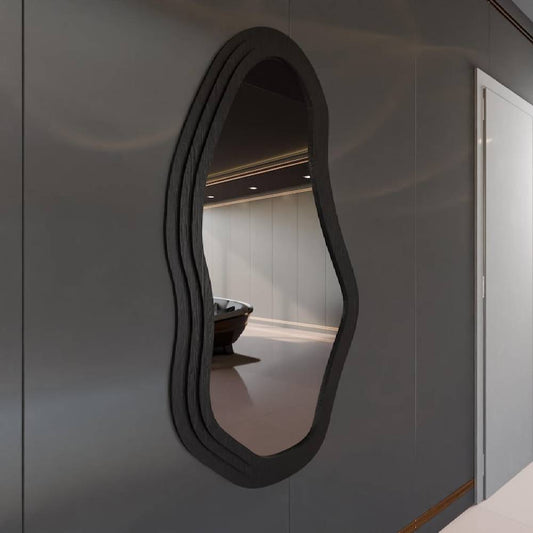 Modern Dalgalı Duvar Aynası MDF Çerçeve – İrregular Dekoratif Ayna, Salon Yatak Odası Hol Ayna
