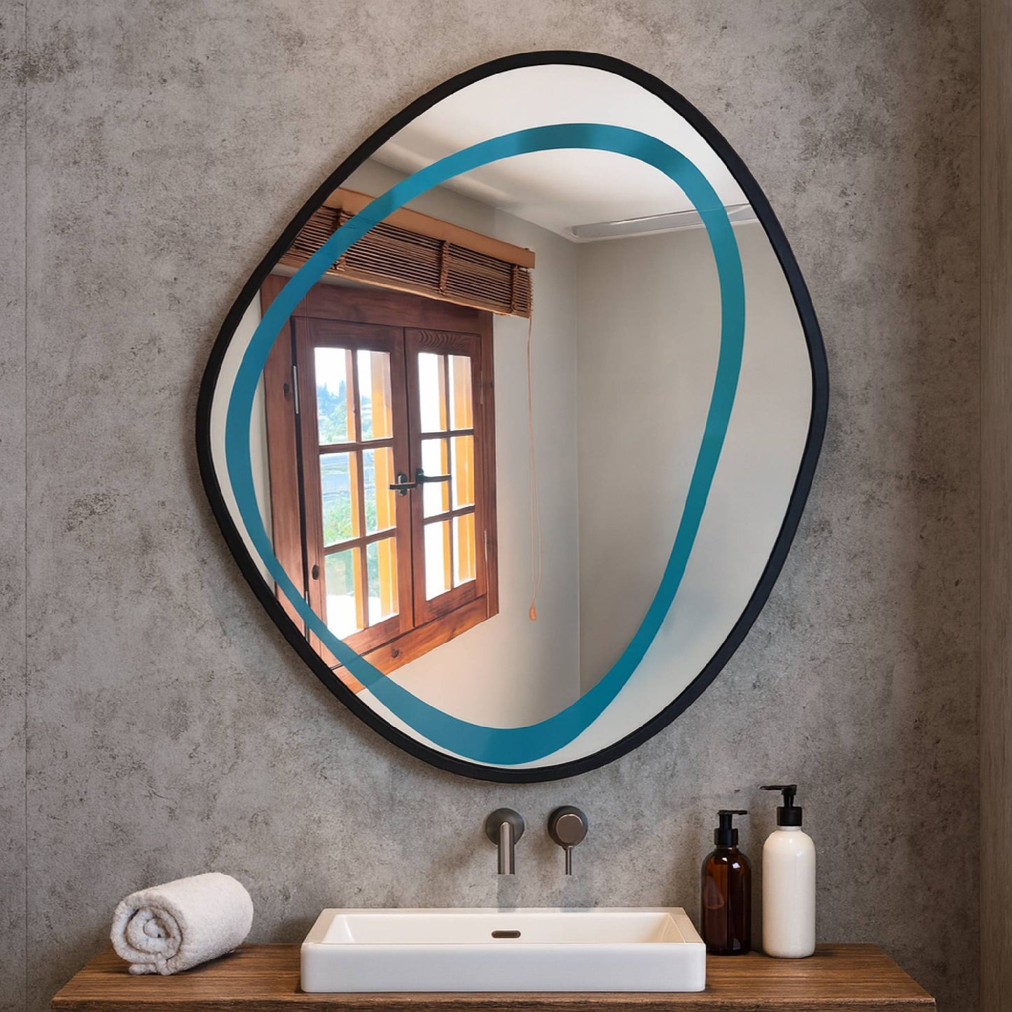 Organik Şekilli Modern Ayna – Asimetrik Dekoratif Banyo ve Salon Duvar Aynası