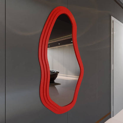 Modern Dalgalı Duvar Aynası MDF Çerçeve – İrregular Dekoratif Ayna, Salon Yatak Odası Hol Ayna