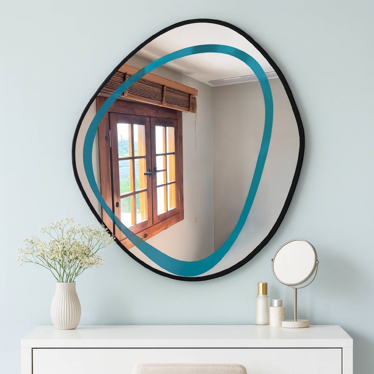 Organik Şekilli Modern Ayna – Asimetrik Dekoratif Banyo ve Salon Duvar Aynası