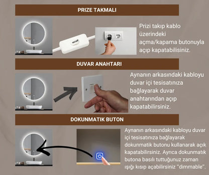 Asimetrik LED Işıklı Boy Aynası – Çerçevesiz Dekoratif Duvar Aynası