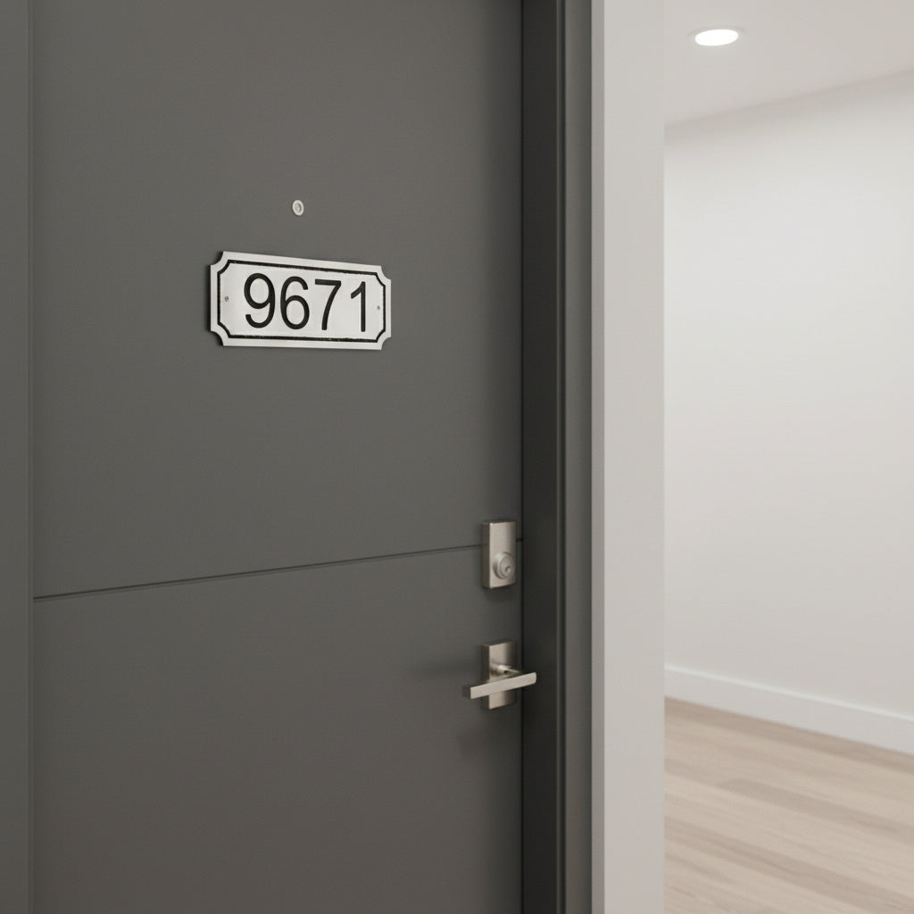 Daire Kapı Numarası – Modern Duvar Tipi Apartman Numarası Plaketi (Gümüş & Altın) – Özel Ölçü ve Numara Üretimi