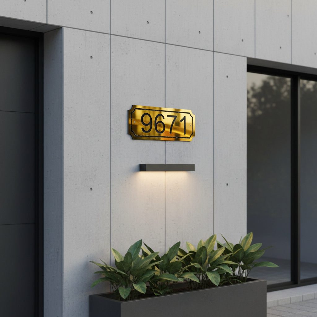 Daire Kapı Numarası – Modern Duvar Tipi Apartman Numarası Plaketi (Gümüş & Altın) – Özel Ölçü ve Numara Üretimi