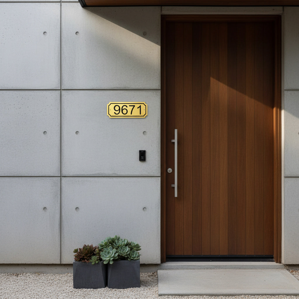 Daire Kapı Numarası – Modern Duvar Tipi Apartman Numarası Plaketi (Gümüş & Altın) – Özel Ölçü ve Numara Üretimi