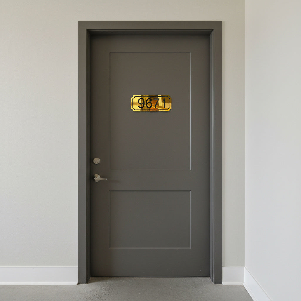 Daire Kapı Numarası – Modern Duvar Tipi Apartman Numarası Plaketi (Gümüş & Altın) – Özel Ölçü ve Numara Üretimi