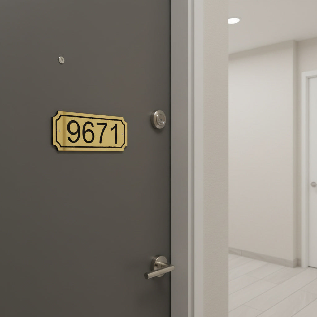 Daire Kapı Numarası – Modern Duvar Tipi Apartman Numarası Plaketi (Gümüş & Altın) – Özel Ölçü ve Numara Üretimi