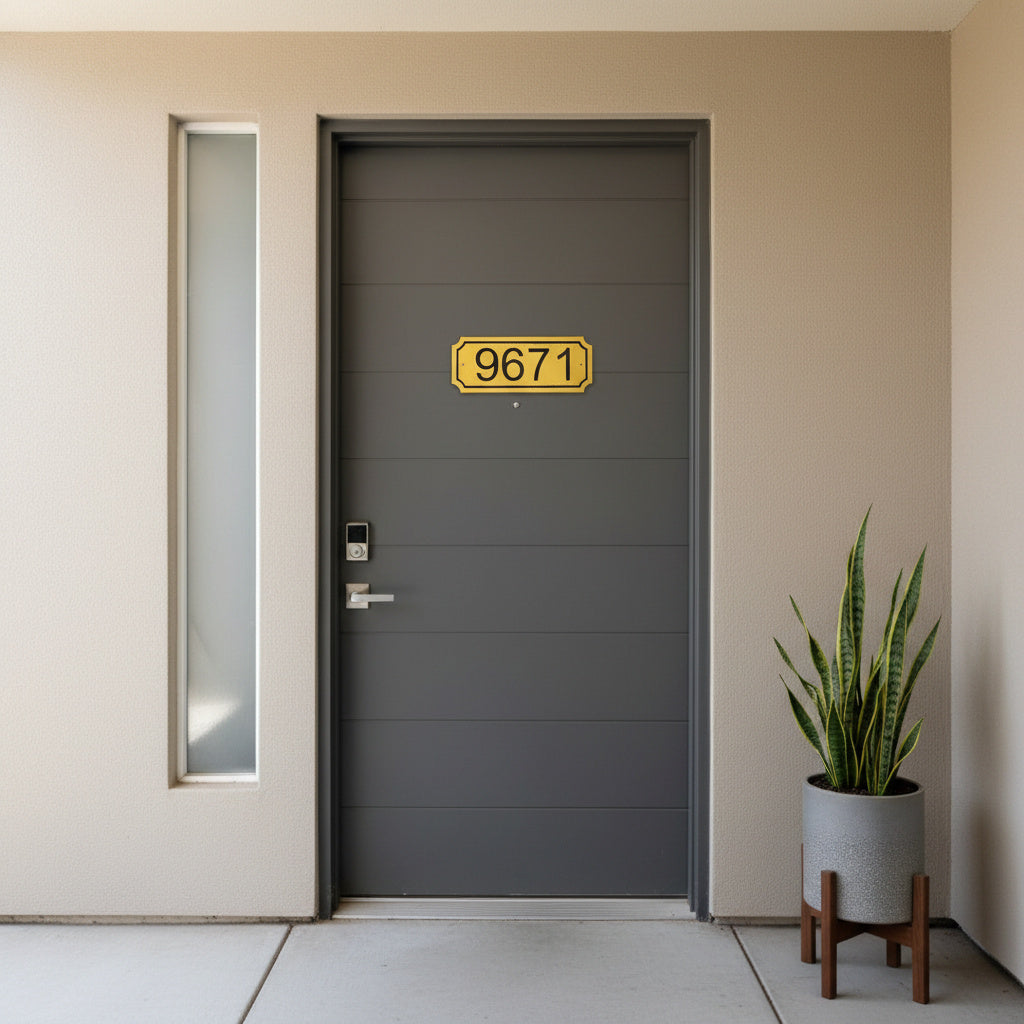 Daire Kapı Numarası – Modern Duvar Tipi Apartman Numarası Plaketi (Gümüş & Altın) – Özel Ölçü ve Numara Üretimi
