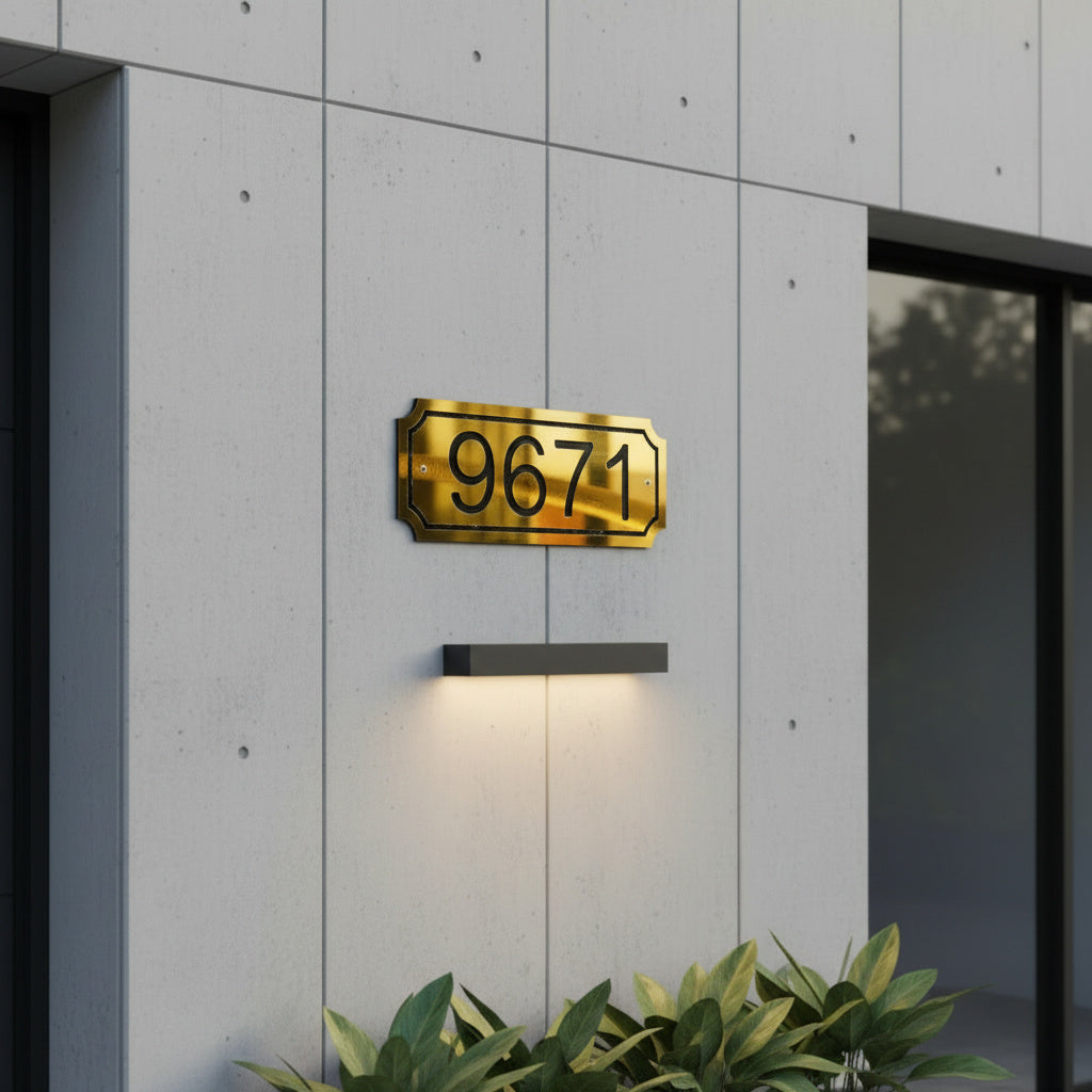 Daire Kapı Numarası – Modern Duvar Tipi Apartman Numarası Plaketi (Gümüş & Altın) – Özel Ölçü ve Numara Üretimi