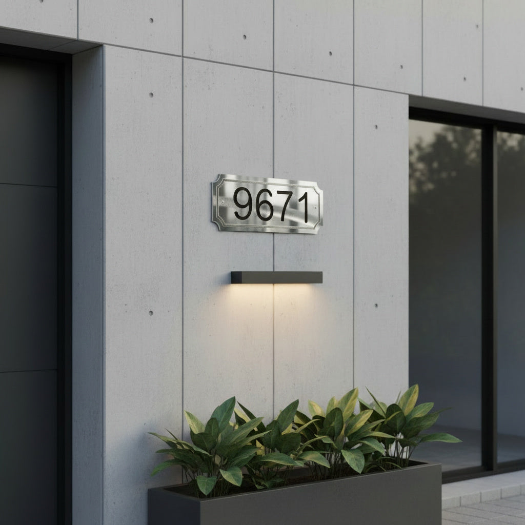 Daire Kapı Numarası – Modern Duvar Tipi Apartman Numarası Plaketi (Gümüş & Altın) – Özel Ölçü ve Numara Üretimi