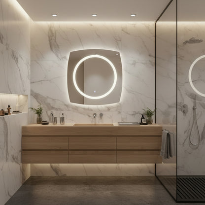 Modern LED Halkalı Duvar Aynası – Makyaj Masası İçin Dekoratif Aydınlatmalı Ayna