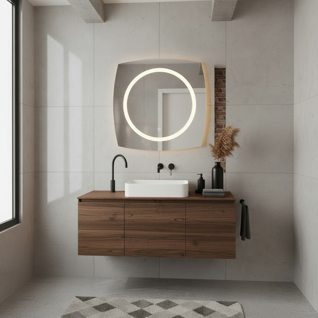 Modern LED Halkalı Duvar Aynası – Makyaj Masası İçin Dekoratif Aydınlatmalı Ayna