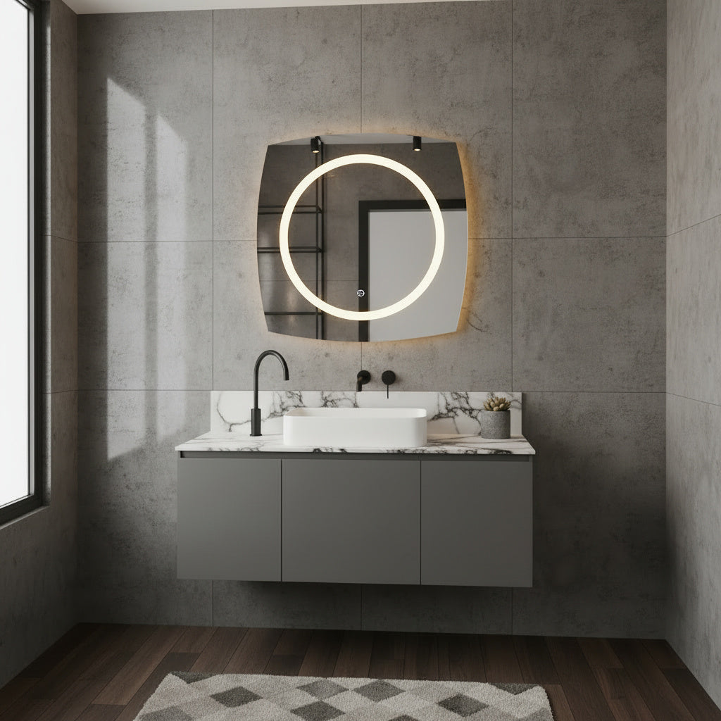 Modern LED Halkalı Duvar Aynası – Makyaj Masası İçin Dekoratif Aydınlatmalı Ayna