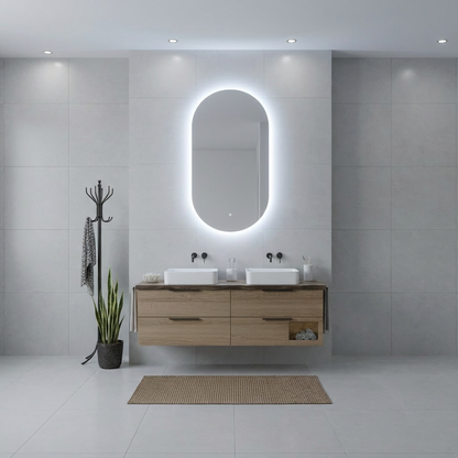 Oval LED Aydınlatmalı Ayna – Modern Dekoratif Banyo Aynası, Arkadan Işıklı Tasarım
