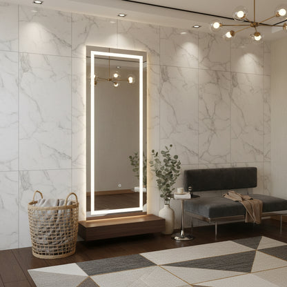 Büyük LED Işıklı Dikdörtgen Banyo Aynası – Modern Çerçevesiz Tasarım, Touch ve Duvar Anahtarlı