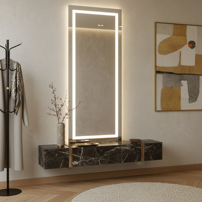 Büyük LED Işıklı Dikdörtgen Banyo Aynası – Modern Çerçevesiz Tasarım, Touch ve Duvar Anahtarlı