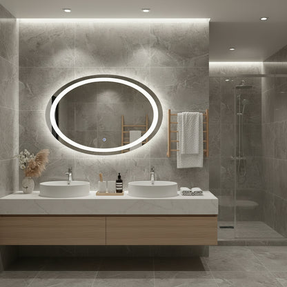LED Işıklı Oval Ayna – Şık ve Minimalist Banyo Dekorasyon Aynası