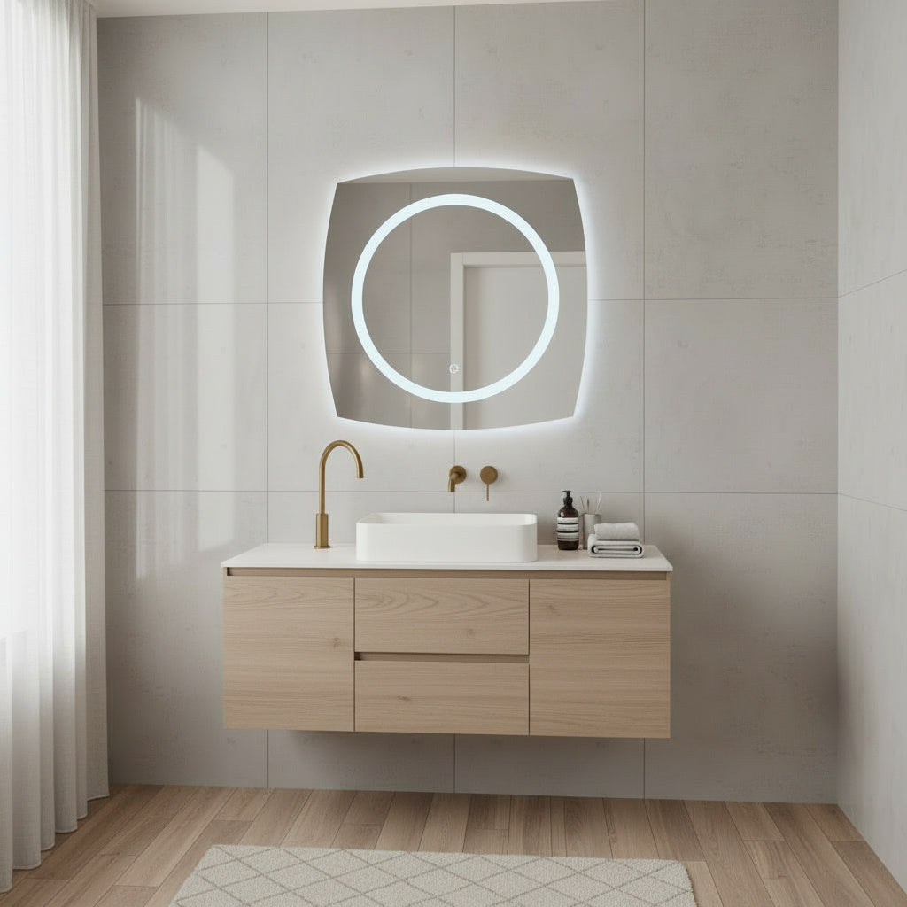 Modern LED Halkalı Duvar Aynası – Makyaj Masası İçin Dekoratif Aydınlatmalı Ayna