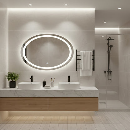 LED Işıklı Oval Ayna – Şık ve Minimalist Banyo Dekorasyon Aynası
