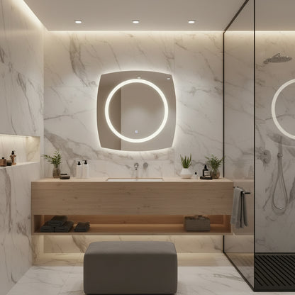 Modern LED Halkalı Duvar Aynası – Makyaj Masası İçin Dekoratif Aydınlatmalı Ayna