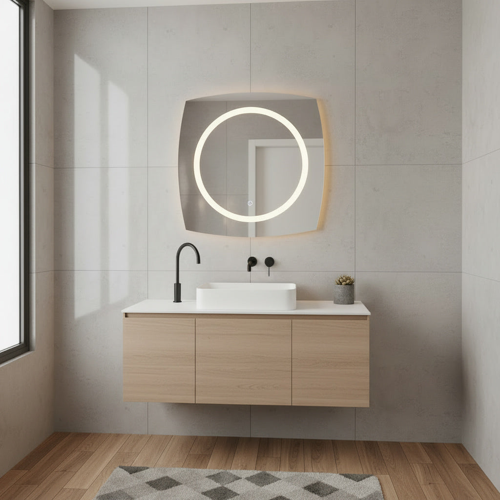 Modern LED Halkalı Duvar Aynası – Makyaj Masası İçin Dekoratif Aydınlatmalı Ayna