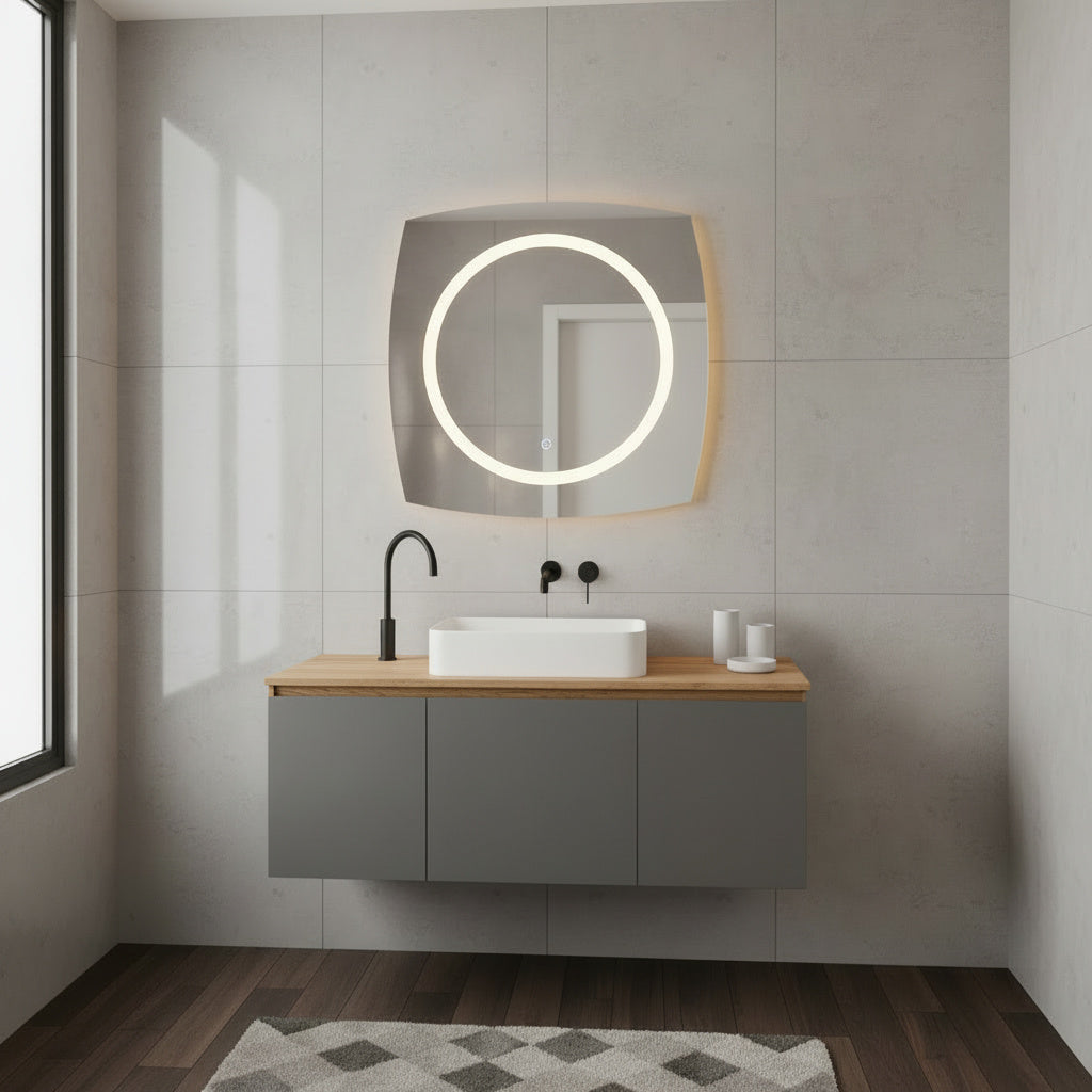Modern LED Halkalı Duvar Aynası – Makyaj Masası İçin Dekoratif Aydınlatmalı Ayna
